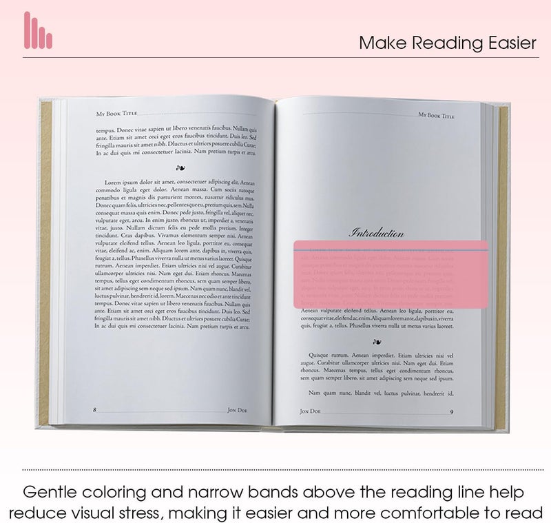 Winfox Guided Reading Highlight Strips,10 Pack Pink Overlays with Line, Bookmark Reading Tracking Rulers for Dyslexia, ADHD, Visual Stress Relief - Image 4